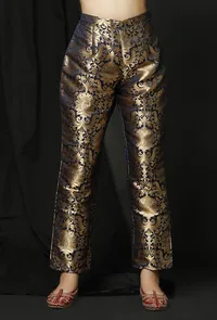 Set  of 2 : Blue Raw Silk Achkan and Blue Banarasi Brocade Pants image 5