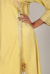 Butter Yellow Gota Handloom Cotton Angrakha image 4
