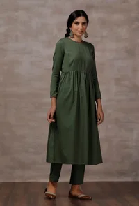 Sage Green Cashmilon Gathered Kurta image 2