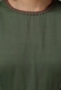 Sage Green Cashmilon Gathered Kurta image 5