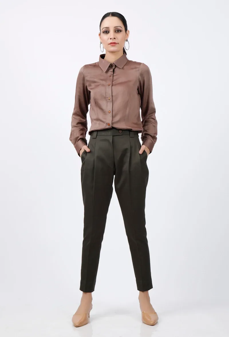 Mud Brown Modal Silk Shirt