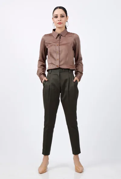 Mud Brown Modal Silk Shirt