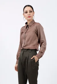 Mud Brown Modal Silk Shirt image 2