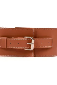 Beige Kalamkari Printed Cotton Silk Midi Dress With Single Buckle Belt image 6