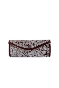 Brown Velvet Silver Embroidered Clutch image 2