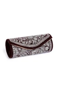Brown Velvet Silver Embroidered Clutch image 3