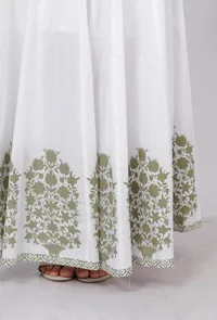 Sage Green Floral Hand-Block Printed Cotton Kali Skirt image 5
