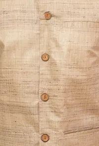 Chiffon Cream Matka Silk Nehru Jacket image 6