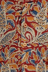 Ayan Maroon Red Kalamkari Printed Cotton Nehru Jacket image 4