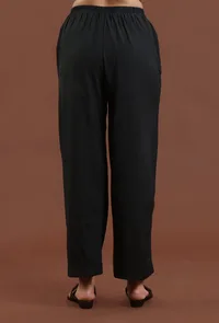 Solid Black Shantoon Straight Fit Ethnic Pant image 4