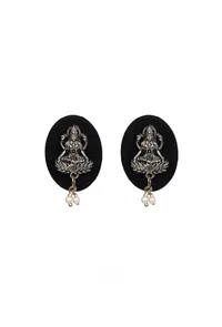 Black Velvet Lakshmi Pearl Earrings image 2