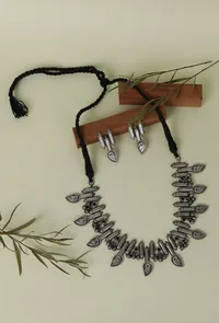 Mystic Elegance Oxidized Silver Necklace & Earring Set image 1