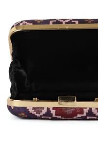 Noori Purple & Multi Patola Print Square Box Clutch image 6