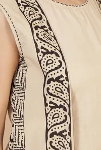 Beige Ivory Baagh Print Cotton Overlay image 5