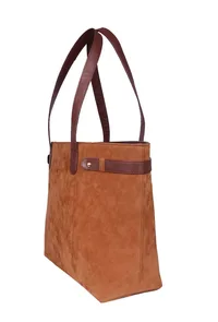 Brown Suede Tote Bag (9.5"x14.7"x6.5") image 3