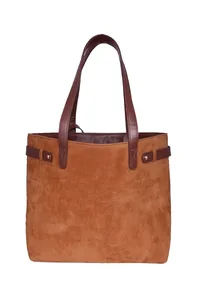 Brown Suede Tote Bag (9.5"x14.7"x6.5") image 4