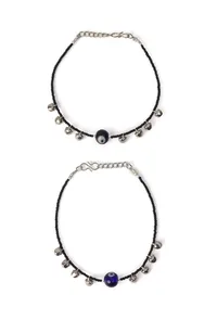 Black Matri Evil Eye Ghunghru Charm Pair of Anklet image 1