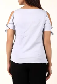 Light Lilac Cold Shoulder Cotton Top image 4