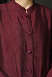 Wine Raw Silk Achkan image 5