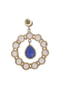 Blue Stone Pearl Earrings image 3