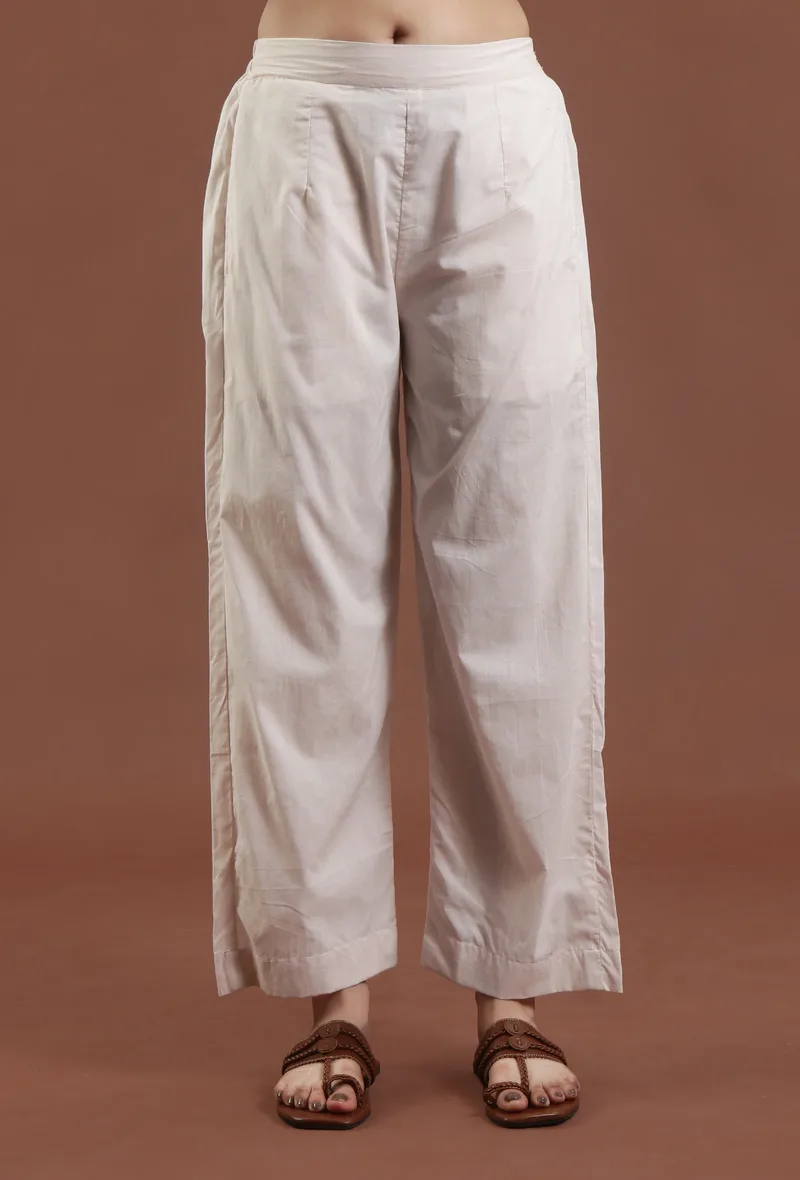 Solid Cotton Straight Pant