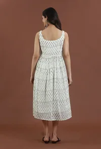 Handblock Print Cotton Sleeveless Midi Dress image 4