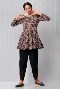 Black Ajrakh Printed Cotton Top image 1