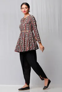 Black Ajrakh Printed Cotton Top image 2