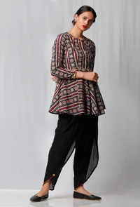 Black Ajrakh Printed Cotton Top image 3
