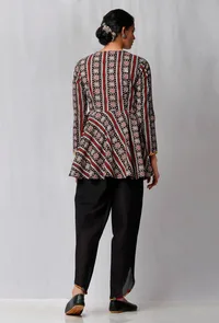 Black Ajrakh Printed Cotton Top image 4