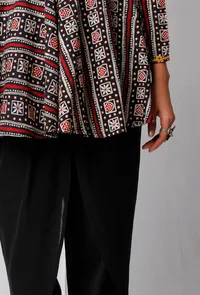 Black Ajrakh Printed Cotton Top image 6