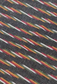 Set of 3: Light Green and Black Ikat Cotton Suit with Bottoms and Dupatta image 2