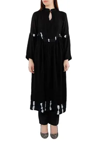 Black Tie And Dye Cotton Anarkali Kurta image 1
