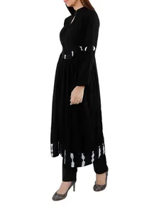 Black Tie And Dye Cotton Anarkali Kurta image 2