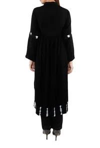 Black Tie And Dye Cotton Anarkali Kurta image 3