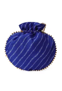 Refined Royal Blue Gotapatti Patchwork Potli image 3