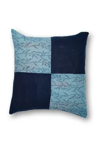 Blue Contrast Block Printing Cushion Covers image 2