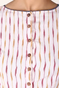 white & pink-orange Ikat blouse image 4