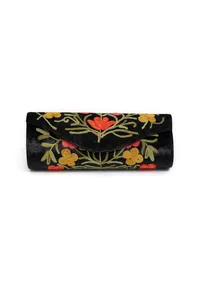Onyx Black Tilla Embroidery Velvet Clutch image 2