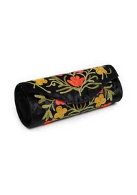 Onyx Black Tilla Embroidery Velvet Clutch image 3