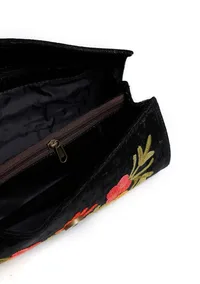 Onyx Black Tilla Embroidery Velvet Clutch image 6