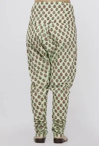 Green Hand-Block Printed Cotton Chooridar image 3