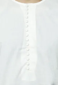 Safed Round Neck  Cotton Kurta image 5