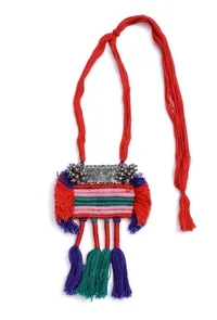 Fatima Block Contrast Silver Tribal Necklace image 2