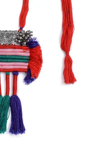 Fatima Block Contrast Silver Tribal Necklace image 4