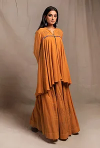 Mustard Yellow Front Open Asymmetrical Top image 3