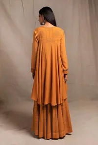 Mustard Yellow Front Open Asymmetrical Top image 4