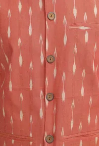 Coral Ikat Nehru Jacket image 5