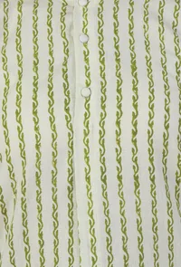 Set of 2: Green Striped Hand Block Printed Kurta with Solid White Pants image 6
