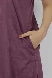 Iya Plain Purple Halter Neck Straight Fit Kota Kurta image 6